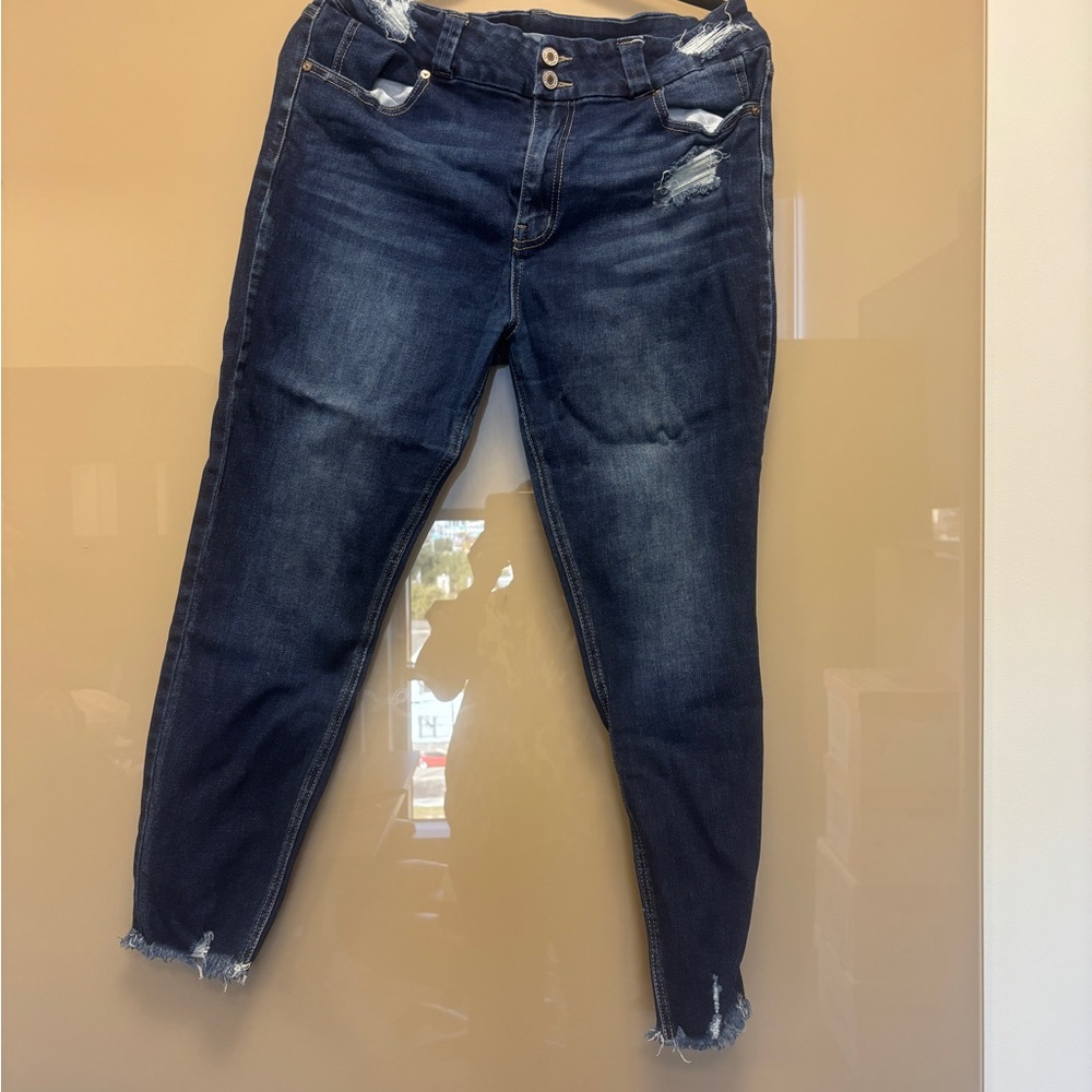 KanCan Dark Blue Distressed Boyfriend Jeans